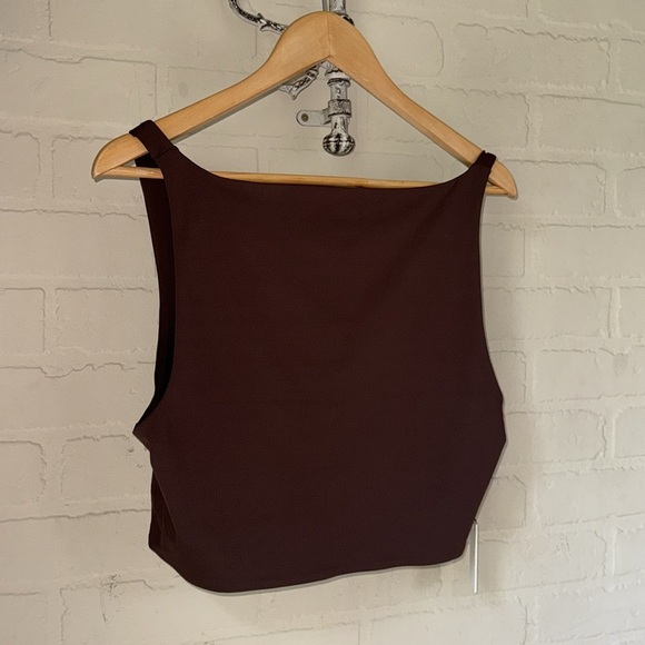 Babaton Contour Cropped Tank NEW xxl stretch coffee bean brown aritzia - Picture 6 of 6